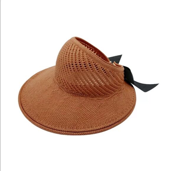 Coffee Foldable Wide Brim Roll Up Visor Hat - Picture 2 of 7
